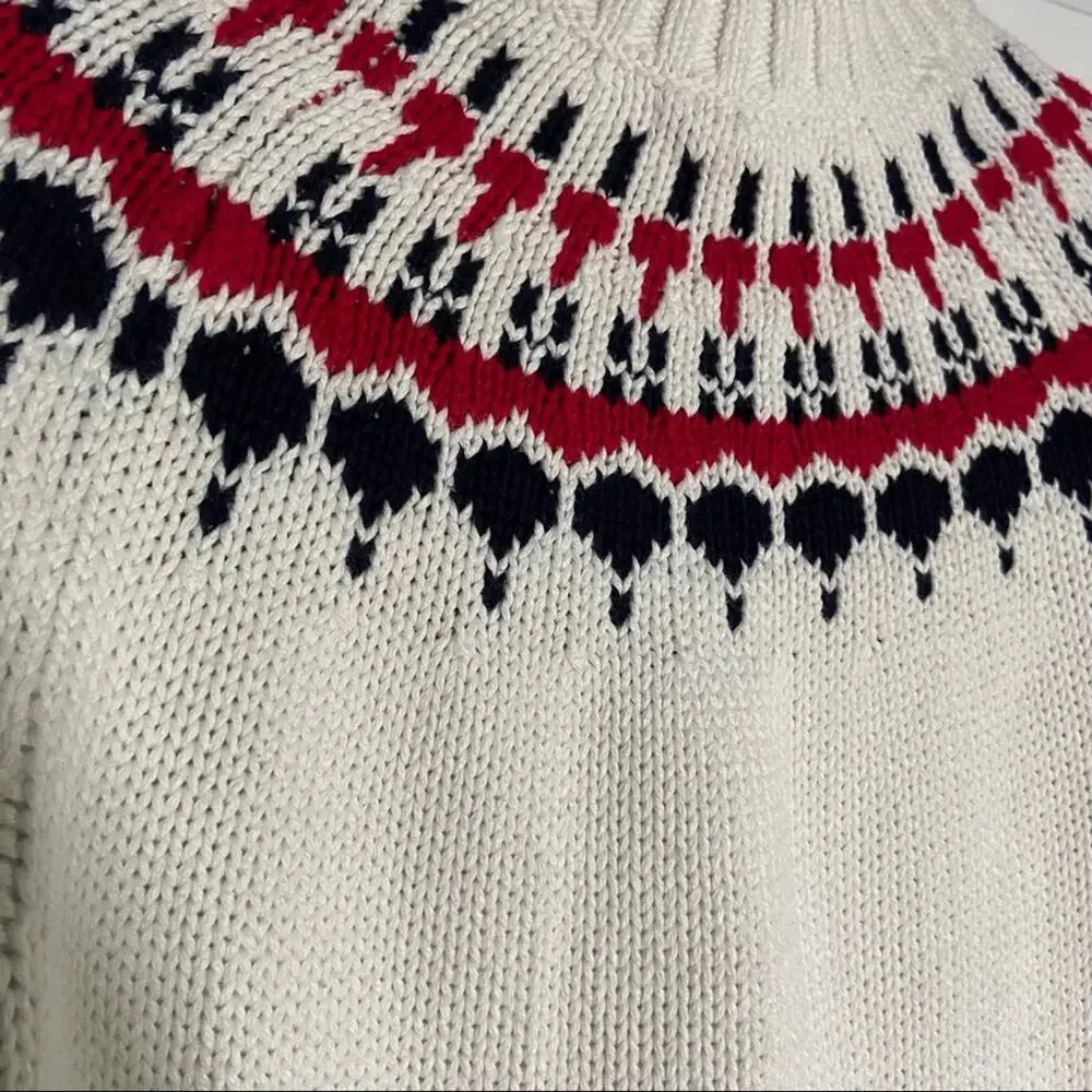 J.Crew Fair Isle White Pullover Sweater Crew Neck
